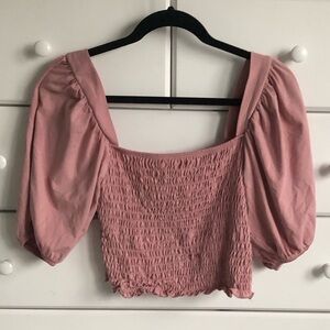Topshop Puff Sleeve Square Neckline Top